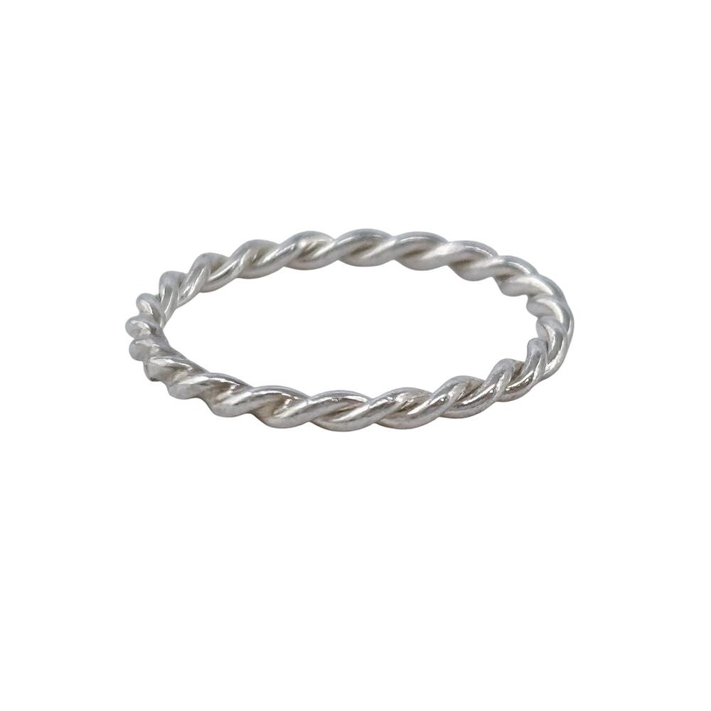 Vintage Sterling Silver 925 Twisted Rope Band Ring Size 3